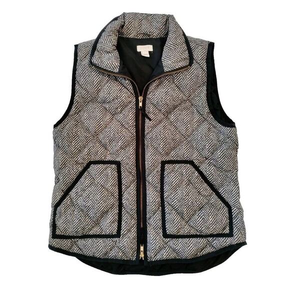 J.Crew Jackets & Blazers - J Crew Women's Small Black Herringbone Down Excursion Puffer Zip Vest